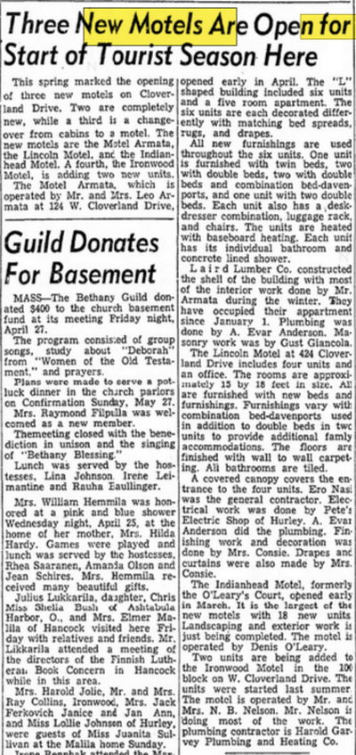 Indianhead Motel - May 05 1956 Article (newer photo)